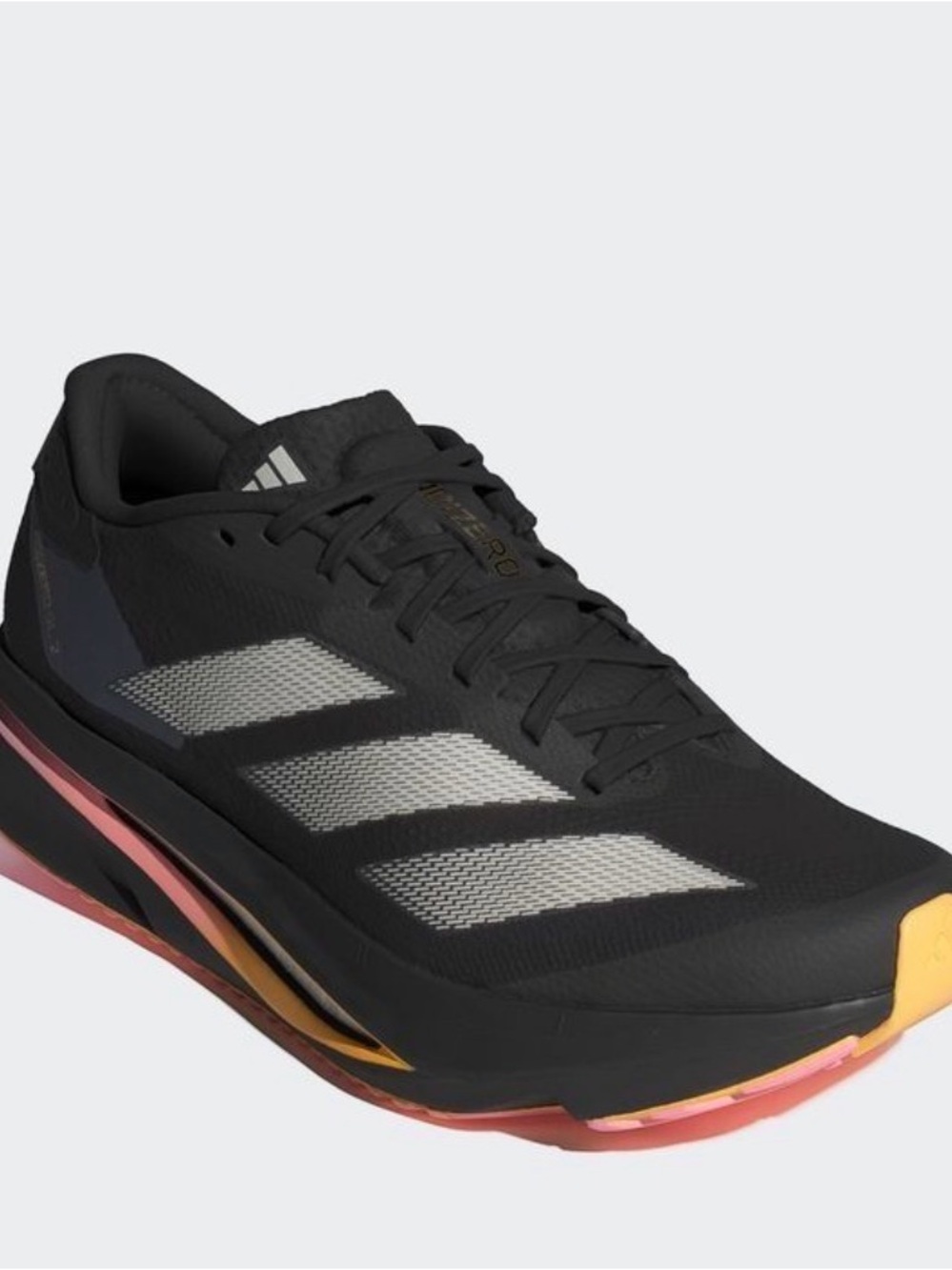 adidas Black Running Shoe with Silver Stripes and Pink-Gold Midsole Accents - Picture 2 of 3